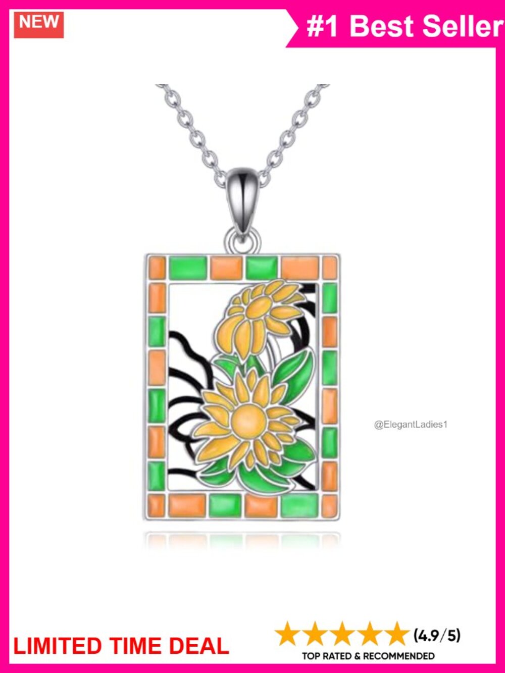 Sterling Silver Tarot Card Necklace 18+2" Chain Good Luck Amulet Pendant